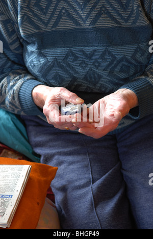 Elderly Women Tests For Diabetes . Stock Photo