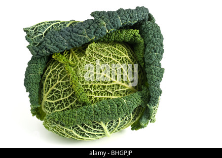 Whole green Savoy cabbage Stock Photo