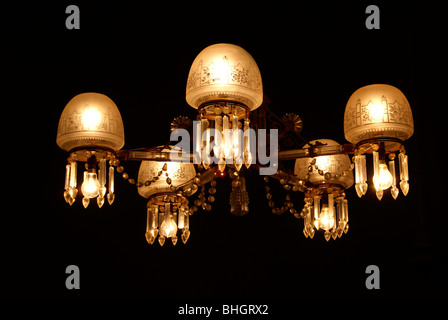 Chandelier in Royal Kanakakunnu Palace. Nice Designed Night Lamb Glowing Its Beauty at Night Stock Photo