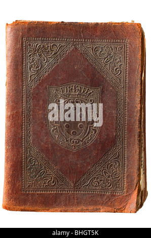 A very old and tatty soft leather bound book - no book title Stock Photo