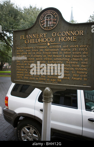 FLANNERY O'CONNOR CHILDHOOD HOME  Mary Flannery O'Connor, novelist and short story writer, was born in Savannah March 25, 1925 Stock Photo