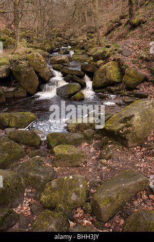 Burbage Brook flowing through Padley Gorge in the Peak District, Derbyshire,UK Stock Photo