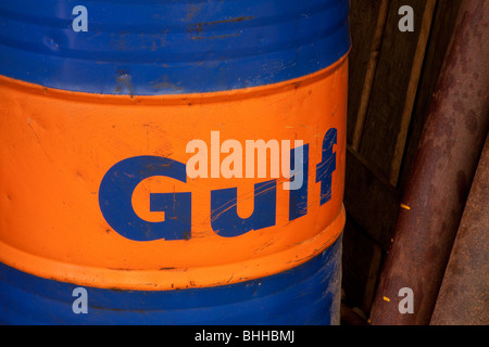 Gulf oil in can Stock Photo