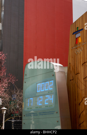 Official Olympic clock for the 2010 Winter Games, Vancouver, British Columbia Canada. Stock Photo