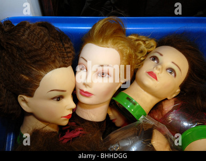 A basket full of hairdresser's dummies. Stock Photo