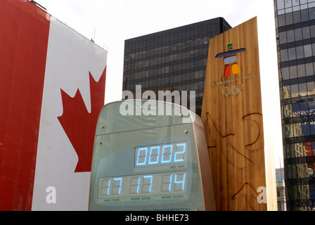 The official Olympic clock for the 2010 Winter Games, Vancouver, British Columbia Canada. Stock Photo