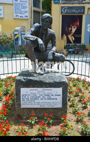 Memorial to student Kostas Georgakis 1948-1970 in Corfu Town on the Greek island of Corfu Greece GR Stock Photo