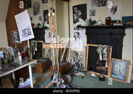 Cardiff studio of Scottish born Wales based artist Corrie Chiswell. Stock Photo