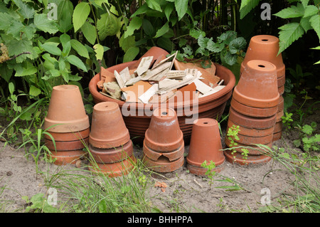 Terra cotta clay pots at a garden center in San Miguel de Allende