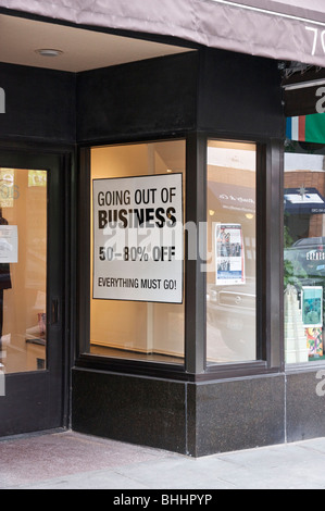 Going out of business sign. Oak Park, Illinois. Stock Photo