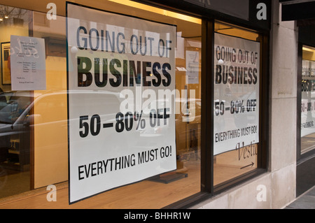 Going out of business sign. Oak Park, Illinois. Stock Photo