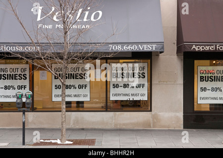 Going out of business sign. Oak Park, Illinois. Stock Photo