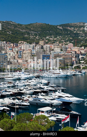 View of Port Hercule and Monte Carlo from the Palace Grounds, Monaco Stock Photo