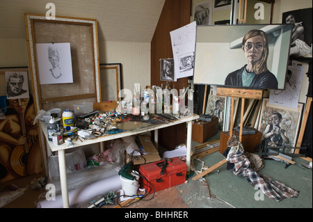 Cardiff studio of Scottish born Wales based artist Corrie Chiswell. Stock Photo