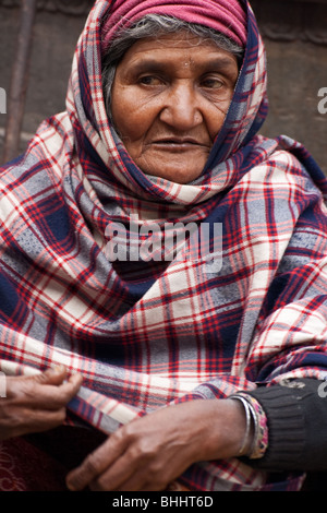 Portrait of a old neplaese woman from Kathmandu, Nepal. Stock Photo