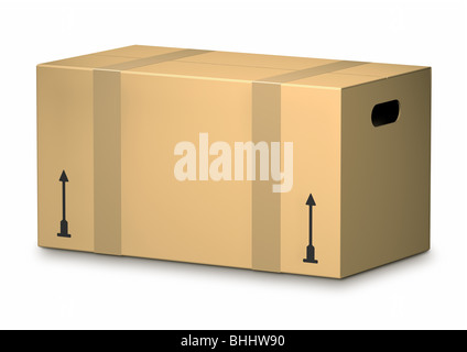 Cardboard Box on white Background - Karton Stock Photo