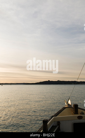 View from ferry across St Maves to Falmouth at dusk, Cornwall England UK Stock Photo