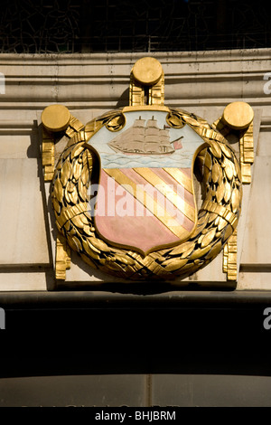 City crest on the Central Reference Library in St Peter's Square Manchester Stock Photo