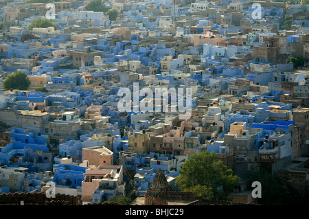 View from Meharangarh Fort (Jodhpur Fort), overlooking the town of Jodhpur from its position high on a buff, Rajasthan, India Stock Photo