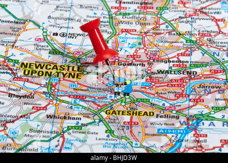 Road Map of Newcastle upon Tyne, England Stock Photo - Alamy