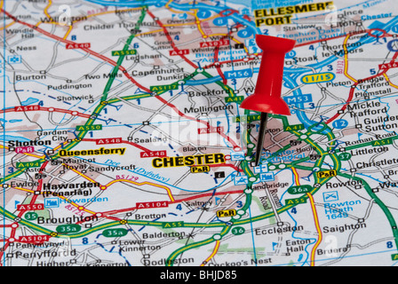 Road Map of Chester, England Stock Photo - Alamy