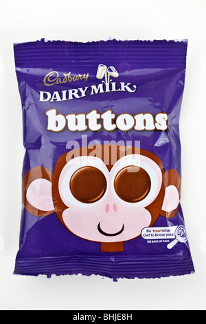 Bag of Cadburys Dairy milk chocolate buttons Stock Photo