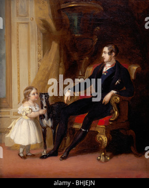 Albert Prince Consort with Princess Victoria and Eos, c1843. Artist: G Lucas Stock Photo