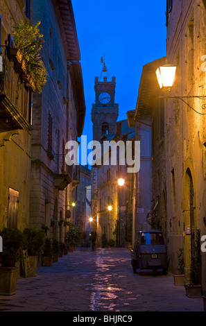 Italy, Tuscany, Pienza Twilight in Pienza Stock Photo