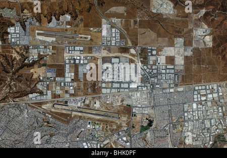 aerial map view above Brown Field Municipal airport and Tijuana airport Mexico US border