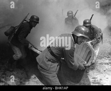 German pioneers at a river crossing Stock Photo - Alamy