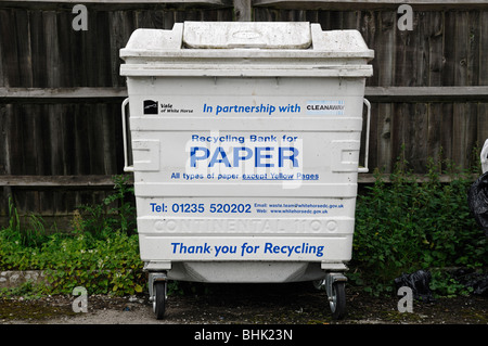 Paper Recycling Bank, Oxfordshire, United Kingdom. Stock Photo