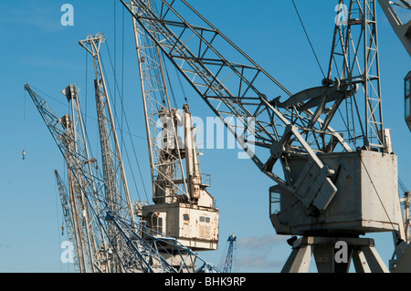 Verladekraene im Hafenmuseum Hamburg, Hamburg, Deutschland | cranes in harbour museum Hamburg, Germany Stock Photo