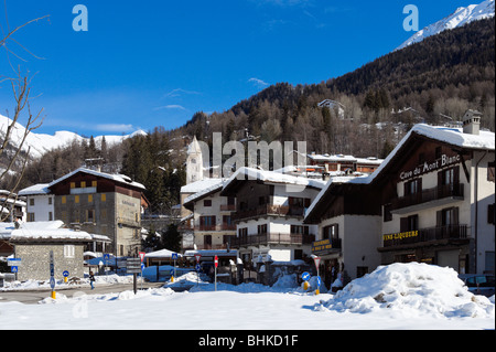 View towards the centre of the resort, Courmayeur, Aosta Valley,Italy Stock Photo