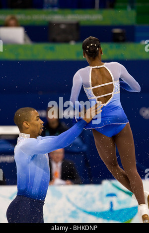 Vanessa James and Yannick Bonheur (FRA) competing in the pairs free at