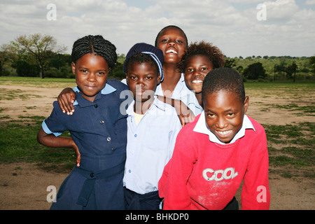 Black South African School children posing in their school yard. Stock Photo