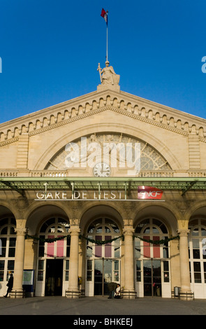 Main entrance and front of the Gare de l'Est railway station in Paris, France. Stock Photo
