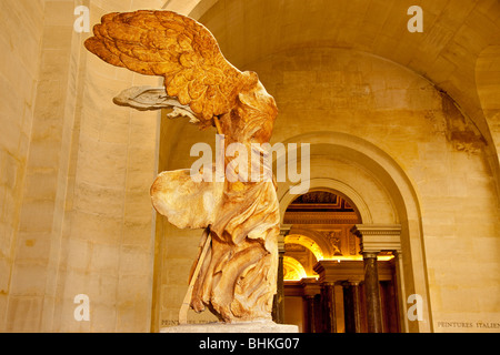 Statue of Winged Victory 'Victoire de Samothrace' in the Musee du Louvre, Paris France Stock Photo