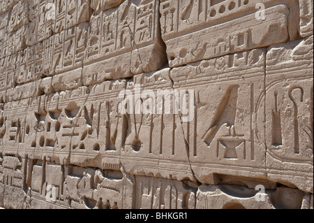 Egyptian Hieroglyphs, Karnak Temple Complex near Luxor, Eygpt Stock Photo