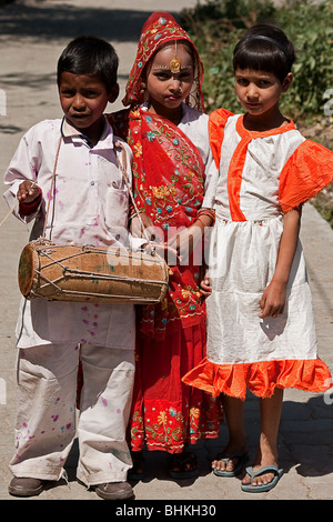 Indian kids taking part in the hindu festival of Holi in Almora. Stock Photo