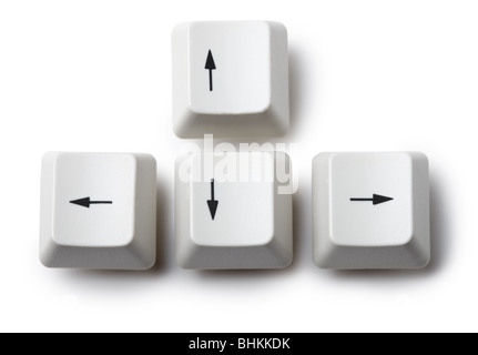 The four keyboard arrow keys on a white background Stock Photo