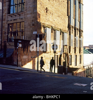 Students silhouette outside the Glasgow School of Art Renfrew Street, Glasgow Scotland   KATHY DEWITT Stock Photo