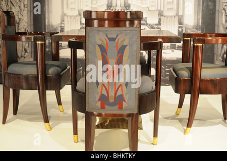 Chairs from the SS Normandie's first class dining room were on exhibit at the South Street Seaport Museum in Manhattan. Stock Photo