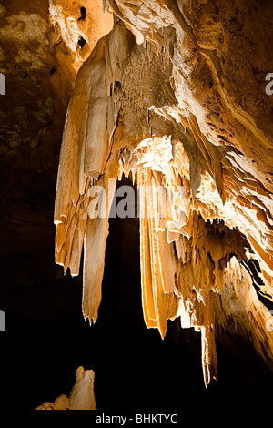 Stalactites and draperies in Natural Bridge Caverns Texas USA Stock Photo