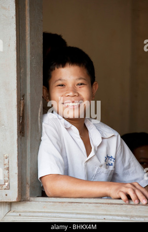 School children at the Roesey Chroy Secondary School outside of Phnom Penh in Cambodia Stock Photo