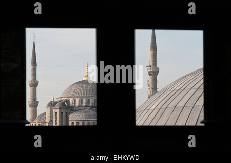 The blue mosque, Istanbul seen from a window in the Hagia Sophia mosque Stock Photo