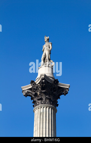 Statue of Admiral Horatio Nelson (Nelson's column) at Trafalgar Square, London Stock Photo