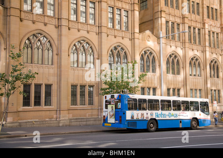 blue sydney bus in york street sydney cbd australia Stock Photo