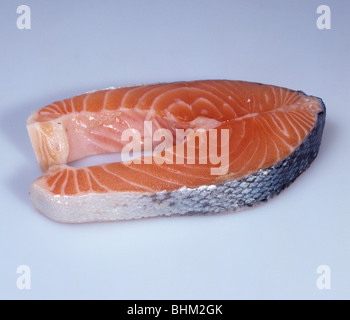 A smoked salmon steak, oily fish and a source of vitamin D and sodium Stock Photo