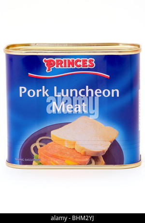 A Tin Of Princes Pork Luncheon Meat Isolated Against A White Background Stock Photo