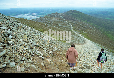 climbing Croagh Patrick, Co. Mayo, Republic of Ireland Stock Photo